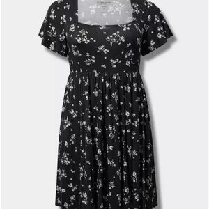 Torrid Black and White Floral Mini Dress